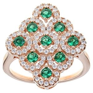 Emerald Simulant Rose Gold Ring 1.56 CTW